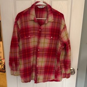 Old Navy Red Plaid Boyfriend Shirt